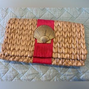 Mud Pie Envelope Hot Pink Scallop Shell Clutch